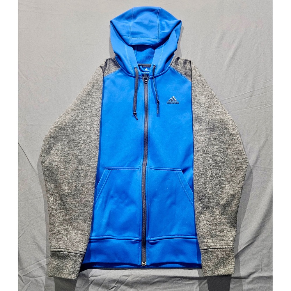 Adidas Climawarm Full Zip Hoodie Mens‎ Small Blue Gray Good Fleece Lined Jacket